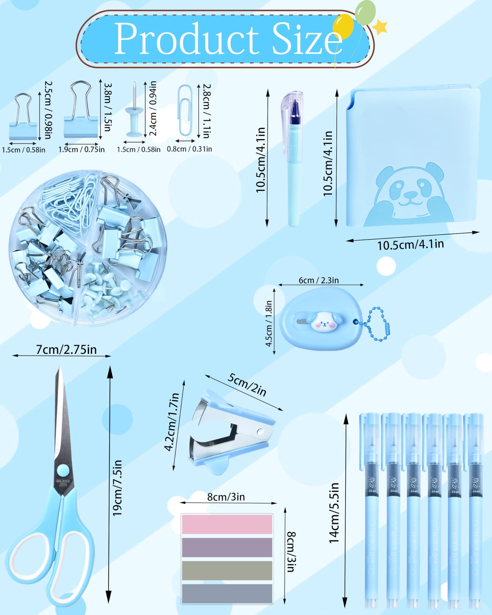 Blue Desk Accessories And Organizers With Organizer 360°rotating Pen Holder Stapler A Lot Of Office Supplies Beautifully Presented In Gift Box