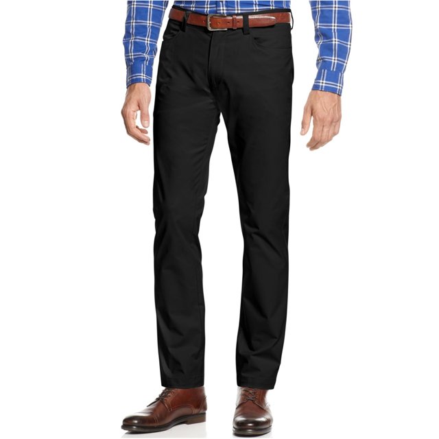 Calvin Klein - Pantalones de satén para hombre, ajustados, informales, color negro, 36 W x 32 L Calvin Klein Pantalones