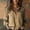 Khaki, variant on Womens Tops Trendy Print Long Sleeve Cotton Button Blouse Spring Summer Shirts for Women Black L