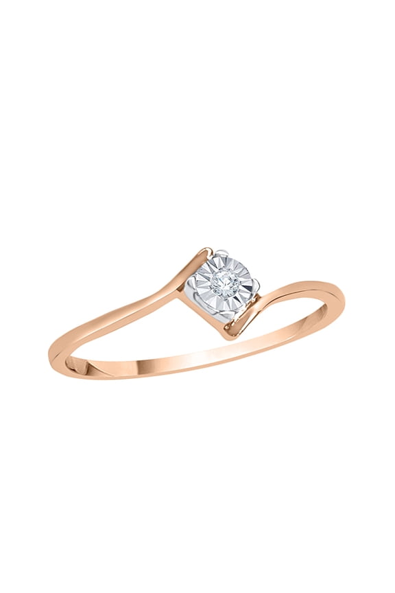 Diamond Solitaire Promise Ring in 10K Rose Gold (1/20 cttw) (I-Color, SI3-I1 Clarity) (Size-7)