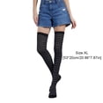 thumbnail image 4 of Qarigey Paquete de 2 calcetines a rayas de talla grande hasta el muslo, transpirabilidad, apariencia única y flexible, calcetines antideslizantes, Medias gris negro, 4 of 6