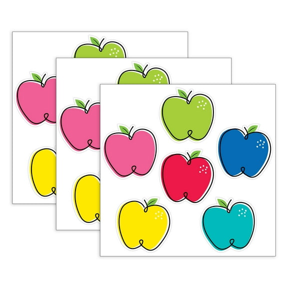 Creative Teaching Press Core Dcor Doodle Apples 6" Designer Cut-Outs, 36 Per Pack, 3 Packs