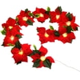 thumbnail image 2 of Hxoliqit 6.5FT Velvet Artificial Clear Prelit LED Battery Operated Garland With Red Berries And Holly Leaves 4 Home Decoration Christmas supplies, 2 of 4