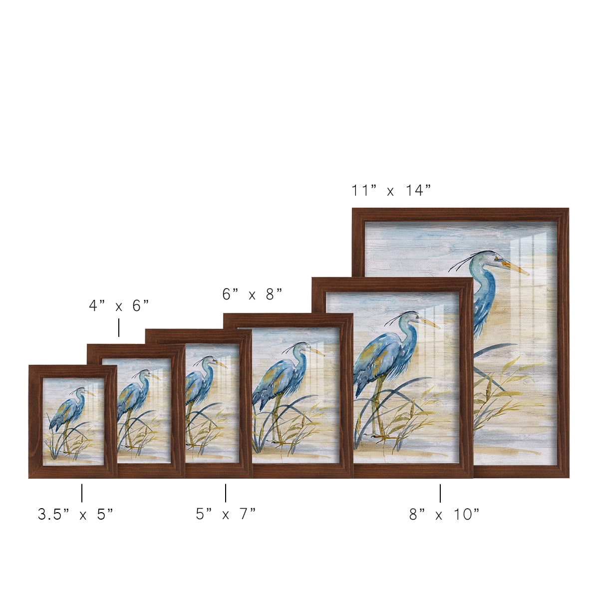 Blue Heron I -Framed Print w/glass-Chestnut