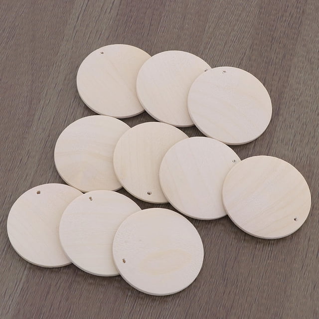 Minkissy 100Pcs Wooden Chips Round Craft Slices Yellow Perfect for Hanging Tags and Decorations