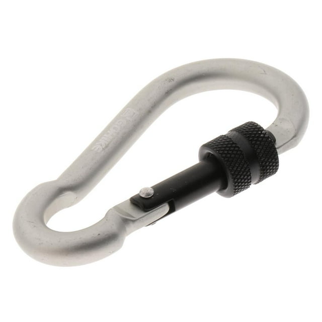 Mosquetón funciones en apariencia de para acampar, mosquetón, gancho de bloqueo con tornillo, dispositivo de utilidad portátil para exteriores gris-plata