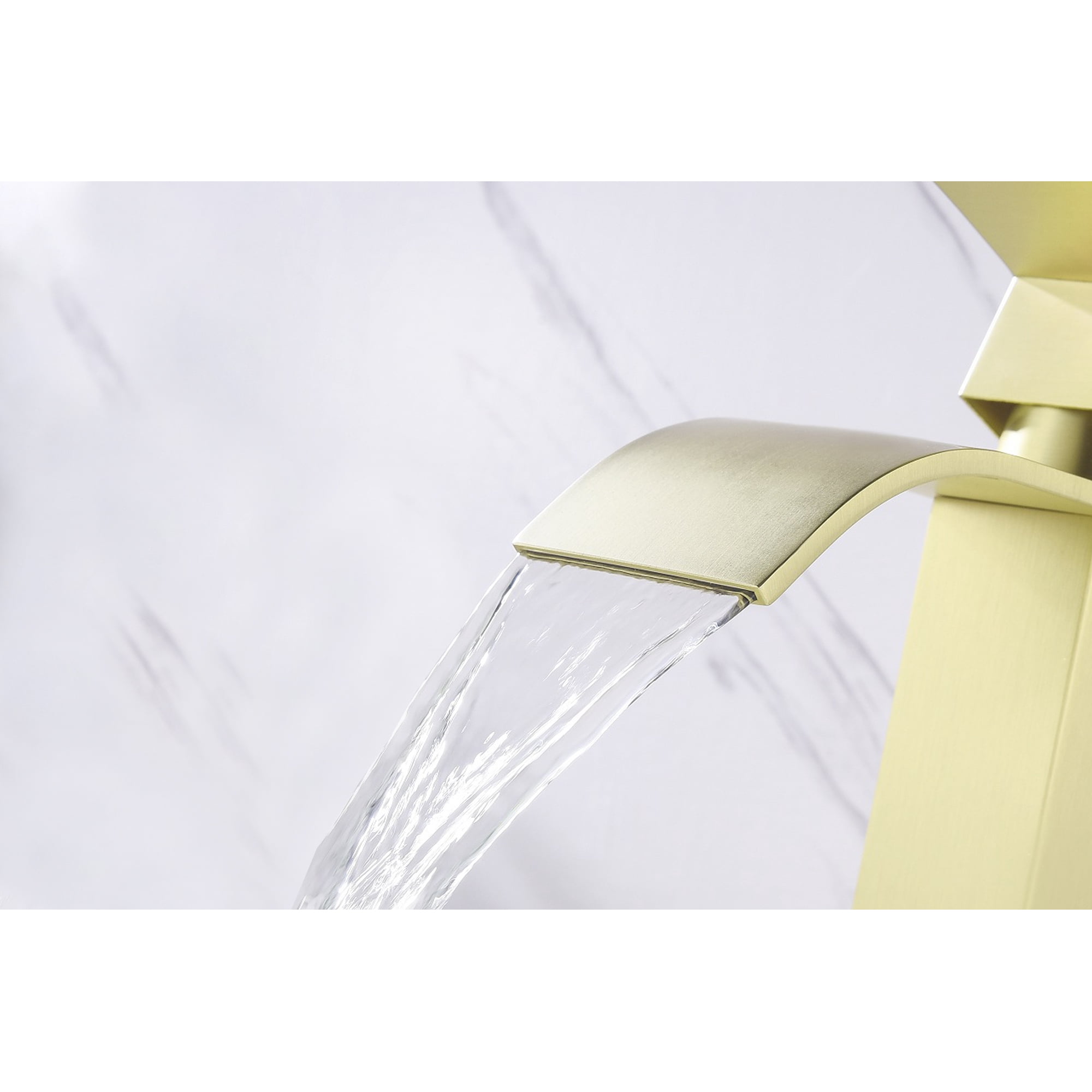 Waterfall Spout Bathroom Sink Single Handle Faucet with Pop-Up Drain (with Overflow)