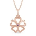 thumbnail image 3 of Round Cut Simulated Alexandrite Five Leaf Clover Flower Heart Pendant Necklace for Women in 14k Rose Gold Over Sterling Silver with 18" Chain, 3 of 5