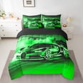 thumbnail image 2 of Manfei Speed Racing Car Twin Bedding Sets 7pcs for Teen Boys Men, Green Sports Car Bedding Comforter Set, Race Car Game Sheet Sets, Luxury Bedroom Decor, 2 of 8