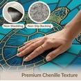 thumbnail image 6 of ODIKA Stained Mosaic Ocean Border Entryway Teal Beachy Nautical Turtle Refined Non-Slip Chair-Friendly for Home Office, Gaming Room, Under Desk, 6 of 7