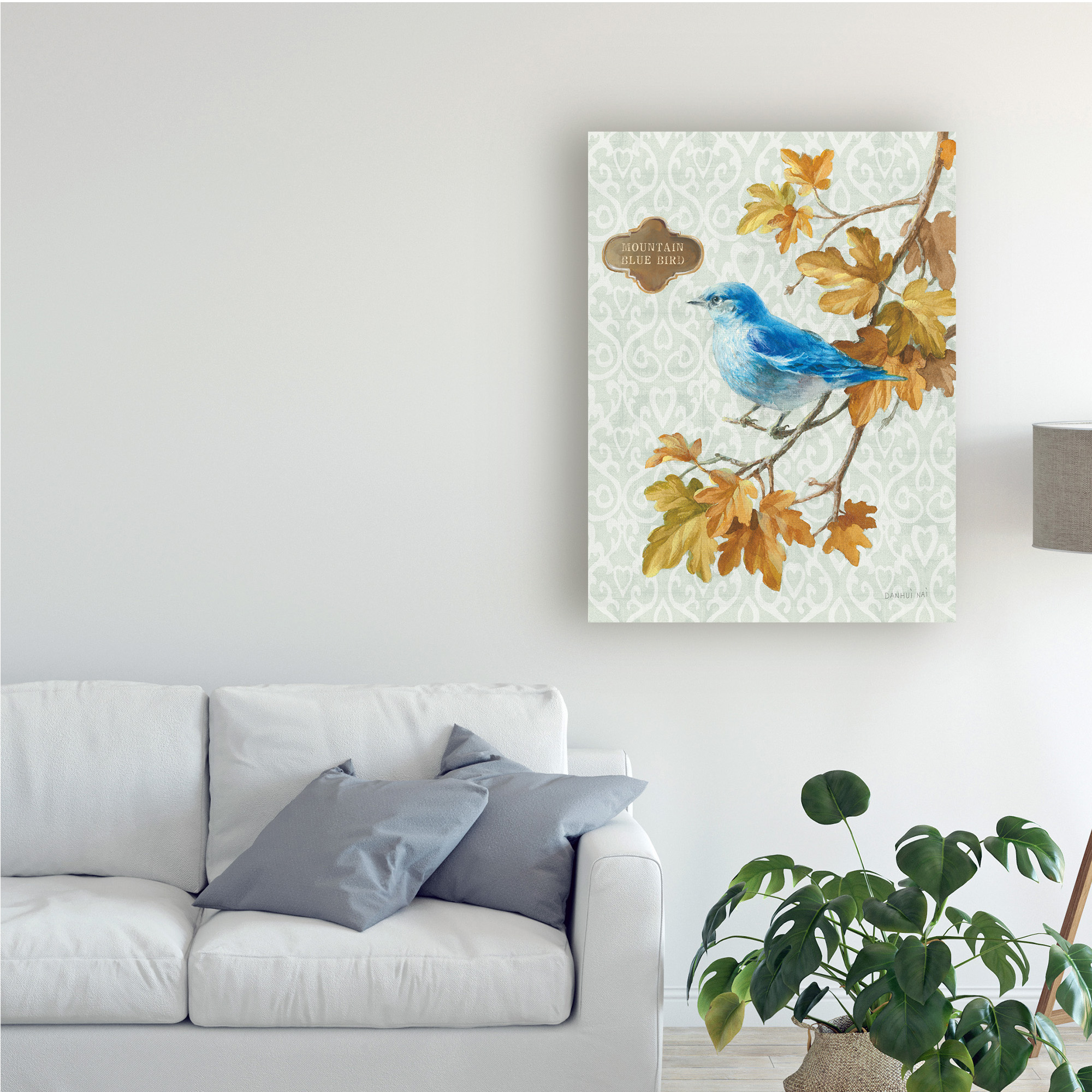 Trademark Fine Art 'Winter Bird Mountain Blue Bird' Canvas Art by Danhui Nai