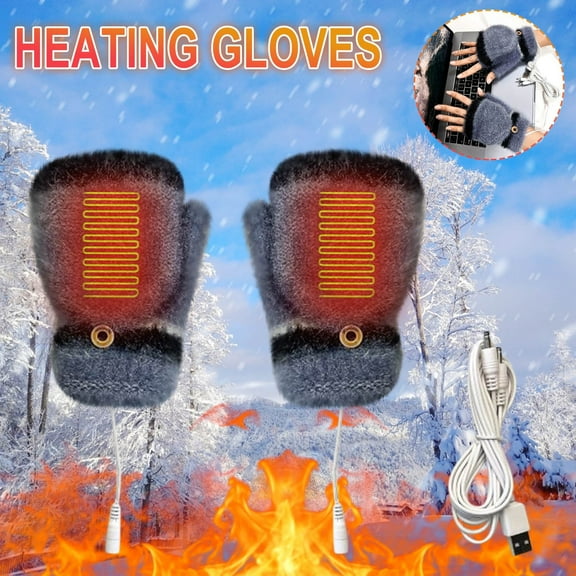 Luxalzxs USB Heated Gloves for Women Men Winter Warm Heating Mittens Washable Knitting Gloves for Cold Hands Rechargeable Heated Fingerless Gloves Full and Half Hand Warmers