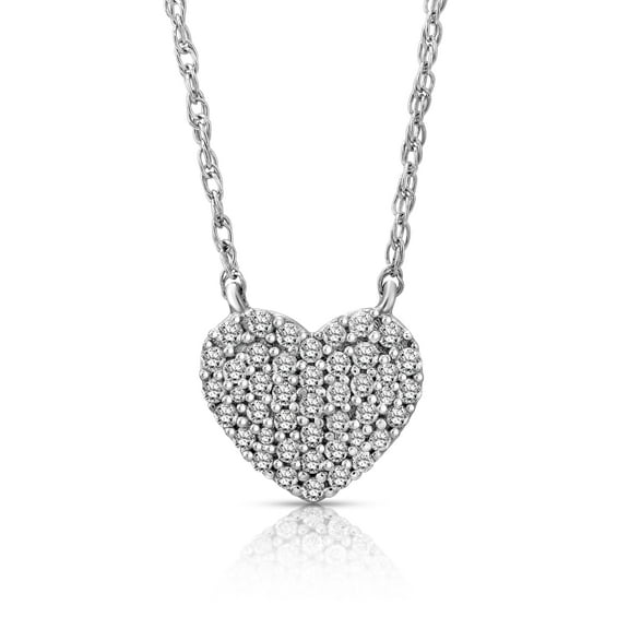 Araiya Fine Jewelry 925 Sterling Silver Diamond Heart Pendant Necklace for Women (1/4 Cttw, I-J Color, I2-I3 Clarity), 18"