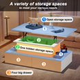 thumbnail image 4 of Morufur Lift Up Coffee Table with Hidden Storage, Modern Rectangle Coffee Tables with 4 Drawers and LED Lights for Living Room, White, 4 of 10
