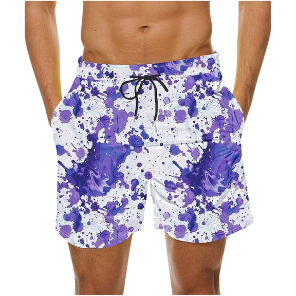 Cavosen Workout Shorts Men Drawstring Elastic Waistband Shorts with Pocket Breathable Lightweight Shorts Summer Trendy Shorts Purple 4XL
