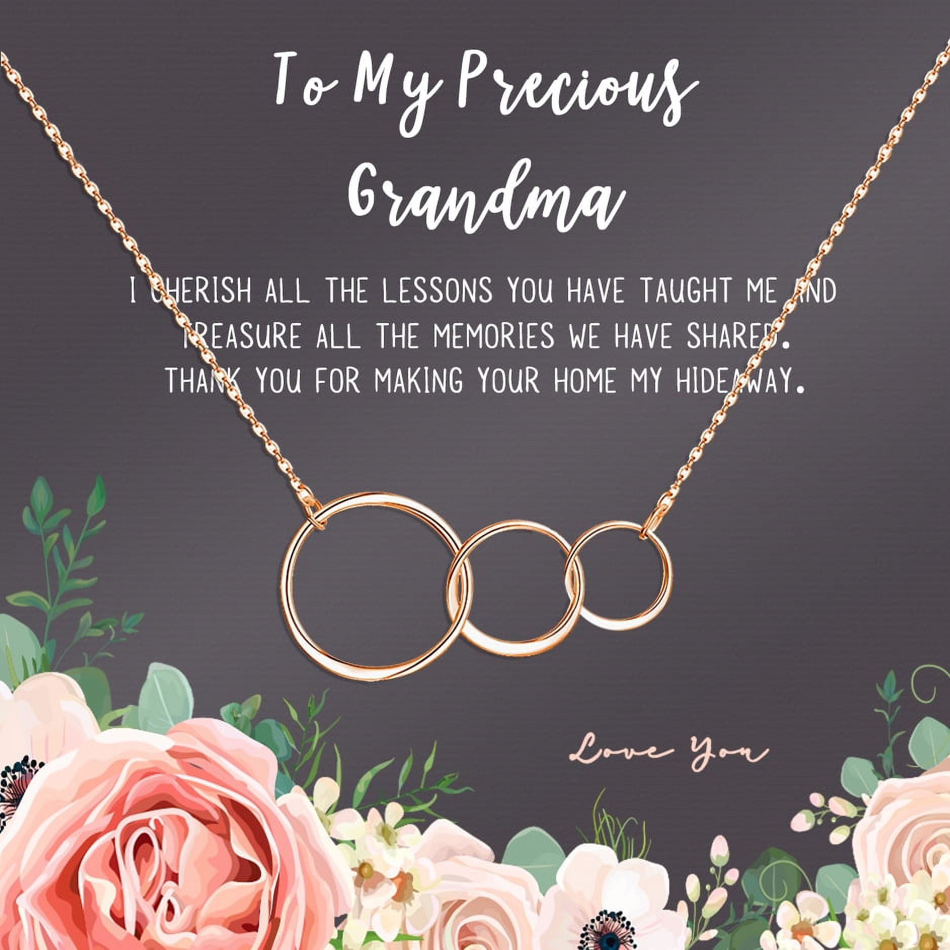 Gift for Grandmother's Day Card Necklace, Mother's Day Jewelry, Mother' Day Necklace and Card Gift, Necklace and Card Mother's Day Gift Ships Next Day! [Rose Gold 3 Rings, No-Personalized Card]