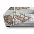 thumbnail image 3 of Sloth Soft Flannel Fleece Throw Blanket, Childish Pattern of Funny Lazy Sloths Hugging Family Romance Love, Cozy Plush for Indoor and Outdoor Use, 60" x 80", Pale Brown Grey Green, by Ambesonne, 3 of 6