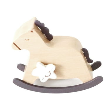 Over the Rainbow Wooden Rocking Horse Wind Up Music Box, YunSheng Mechanism Movement Musical for Birthday