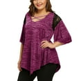 thumbnail image 3 of Anbech Cross V Neck Women Plus Blouse Solid Color Sexy Lace Stitching Ruffle Sleeve Shirt, 3 of 5