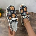 thumbnail image 4 of 2024 women's fashion Halloween shoes pumpkin print canvas low-top sneakers, 2024 new Halloween thick-soled slip-on flat loafers for girls, 4 of 9