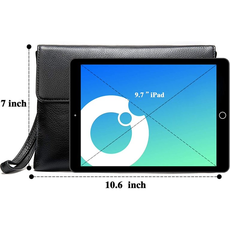 NIUCUNZH Handbag for Men Clutch Bag Hand Purse Large Wallet with  Wristlet,Soft Cowhide Leather