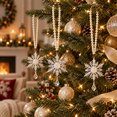 thumbnail image 3 of Snowflake Crystal Christmas Ornament Pearl Hanging Christmas Tree Decoration for Home Party Holiday Indoor Decor, 3 of 3