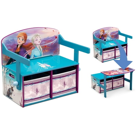 Disney Frozen 2-in-1 Activity Bench and Desk by Delta Children - Greenguard Gold Certified, Blue/Purple