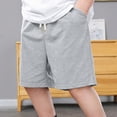 thumbnail image 2 of NOLDARES Toddler Boy Shorts Boys Cotton Shorts Soft Casual Elastic Waist with Pockets Drawstring Kids Summer Clothes(Grey,9-10 Years), 2 of 9