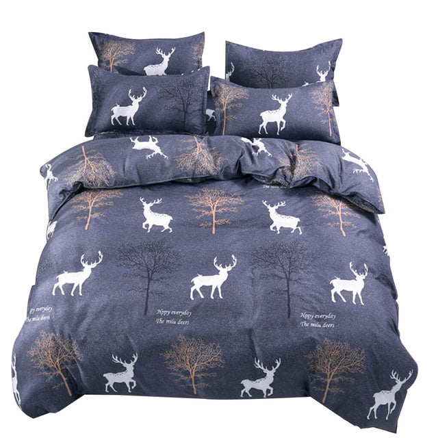 Ensemble de Literie 3 Pcs/4 Pcs Lit Ensemble Simple Double Simple Impression Confortable Multi-Tailles Frais Étudiant Couverture Dessin Animé