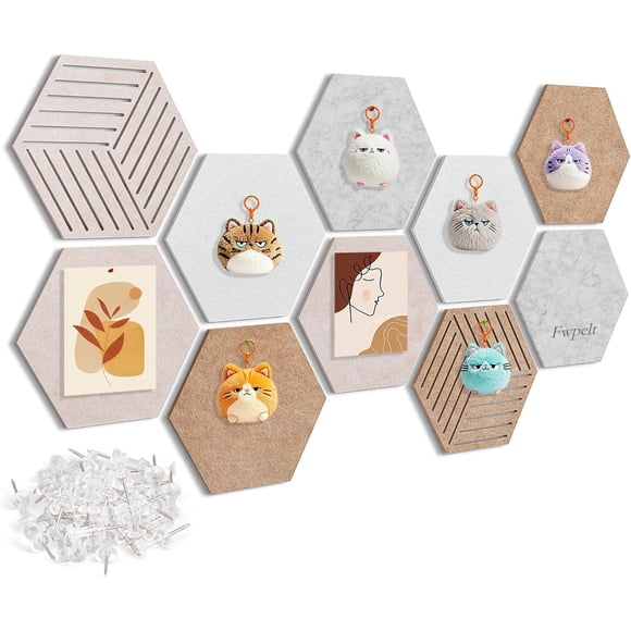 Tablón de anuncios de corcho AIBOVI, con forma hexagonal, 30 x 25 cm, paquete de 10