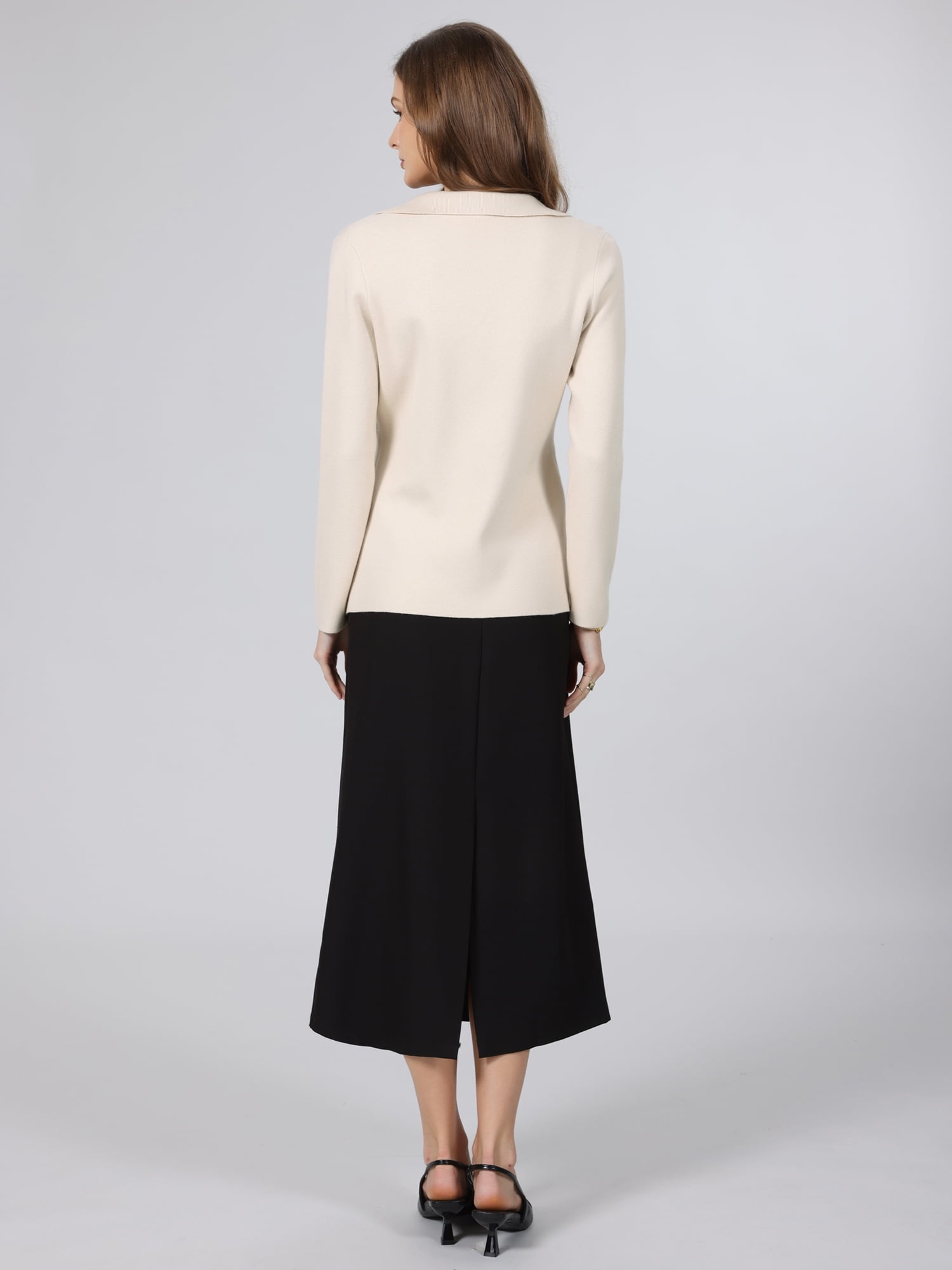 DARING DIVA Women's Sweater Blazer Lapel Knit Pockets Blazer S Beige
