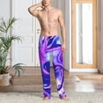 thumbnail image 4 of Salouo Swirl Print Blue Purple1 Print Pajama Pants for Men, Lounge Pants Elastic Waistband Casual Men's sleepwear Loungewear Sleep Pajama Pant -Medium, 4 of 7
