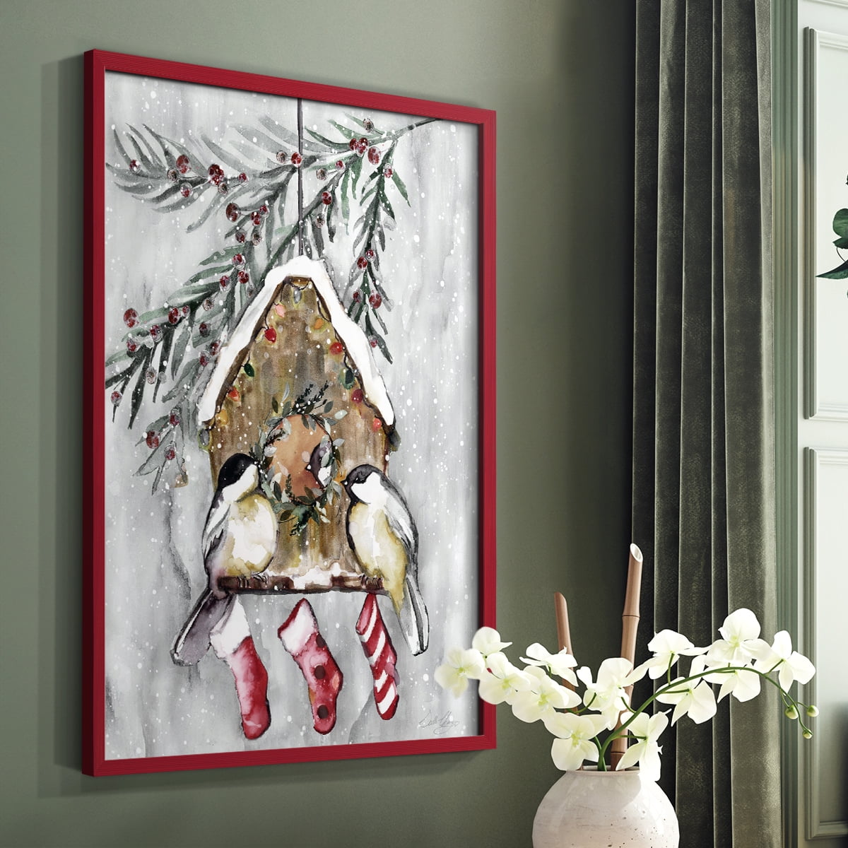 Winter Birds Framed Print - Solid Wood in Single Picture Frame Solid Wood 2 Framed Print