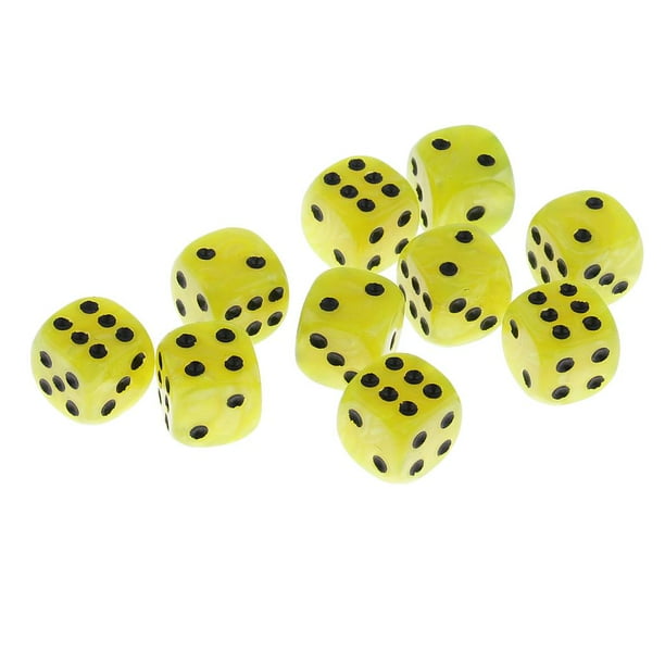 Dados de Plásticos Hugo Juego de dados puntuales de 6 caras Set de 10PCS Digitales D6 Para Accesorio De de Dado s de RPG de Amarillo