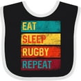 thumbnail image 3 of Inktastic Rugby Player Eat Sleep Rugby Repeat Boys or Girls Baby Bib, 3 of 4