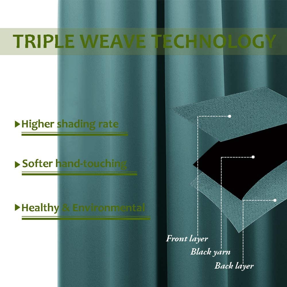 Amay Blackout Double Pinch Pleated Curtains Panel Seafoam Green Solid, 84 Inch Wide by 96 Inch Long- 1Panel