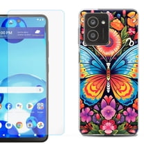 For HMD Vibe Shockproof Phone Case Cover with Tempered Glass Screen Protector, by OneToughShield - Butterfly Garden