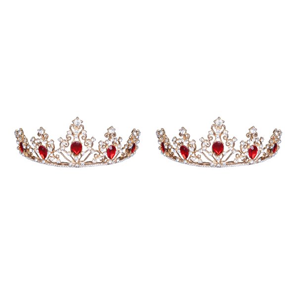 Set of 2 Princess Crown for Women Bridal Hair Accessories Women's Red