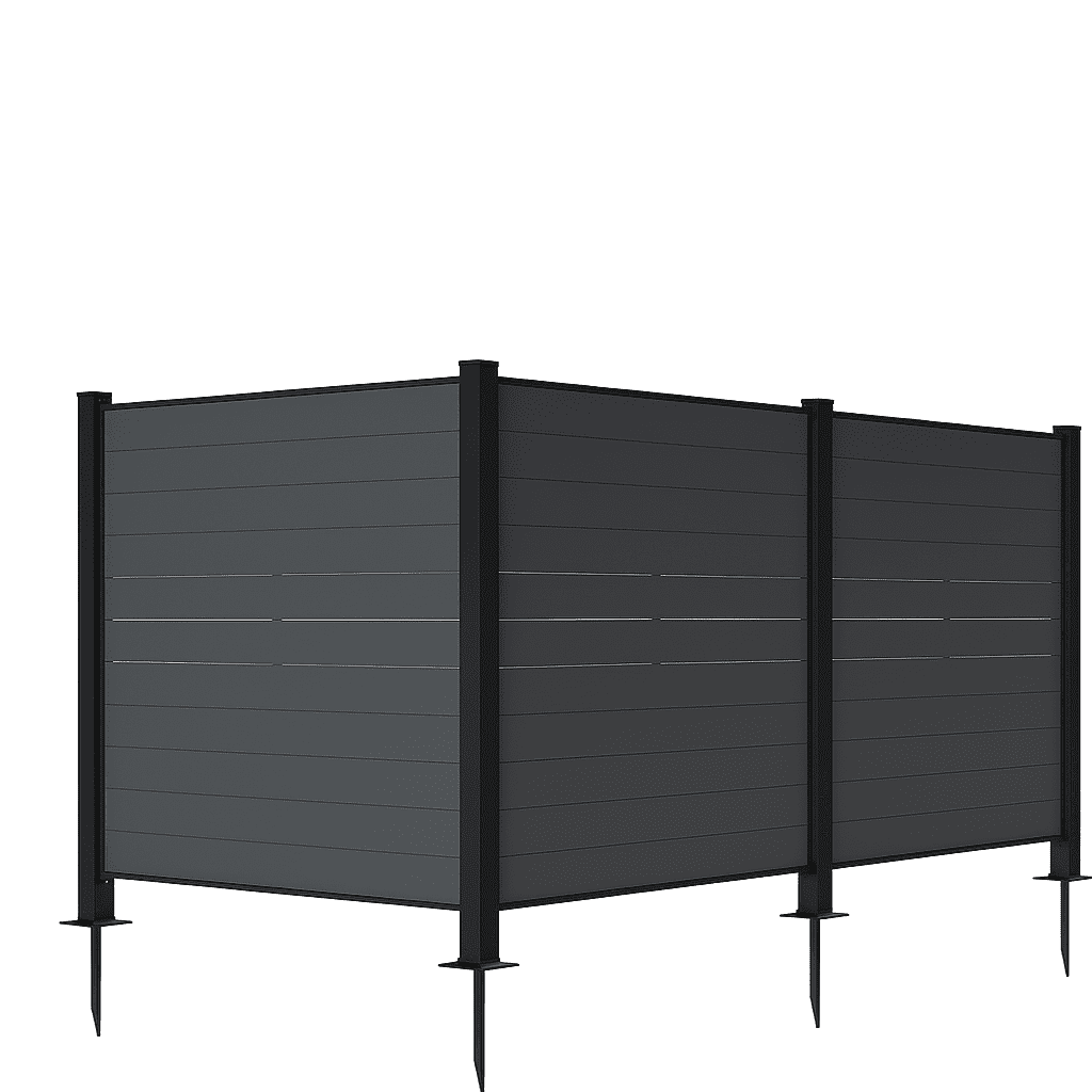 Privacy Fence Outdoor Privacy Screens, 50" W x 50" H Air Conditioner Fence, Trash Can Enclosure with Metal Stakes, Metal Decorative Fences for Garden Backyard Patio(3 Panels, Black),Fence Panels