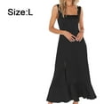 thumbnail image 2 of Vestidos elegantes de dama de honor para mujer, cuello cuadrado, volantes, vestido formal midi dividido para invitados de boda, fiesta de cóctel,, 2 of 7