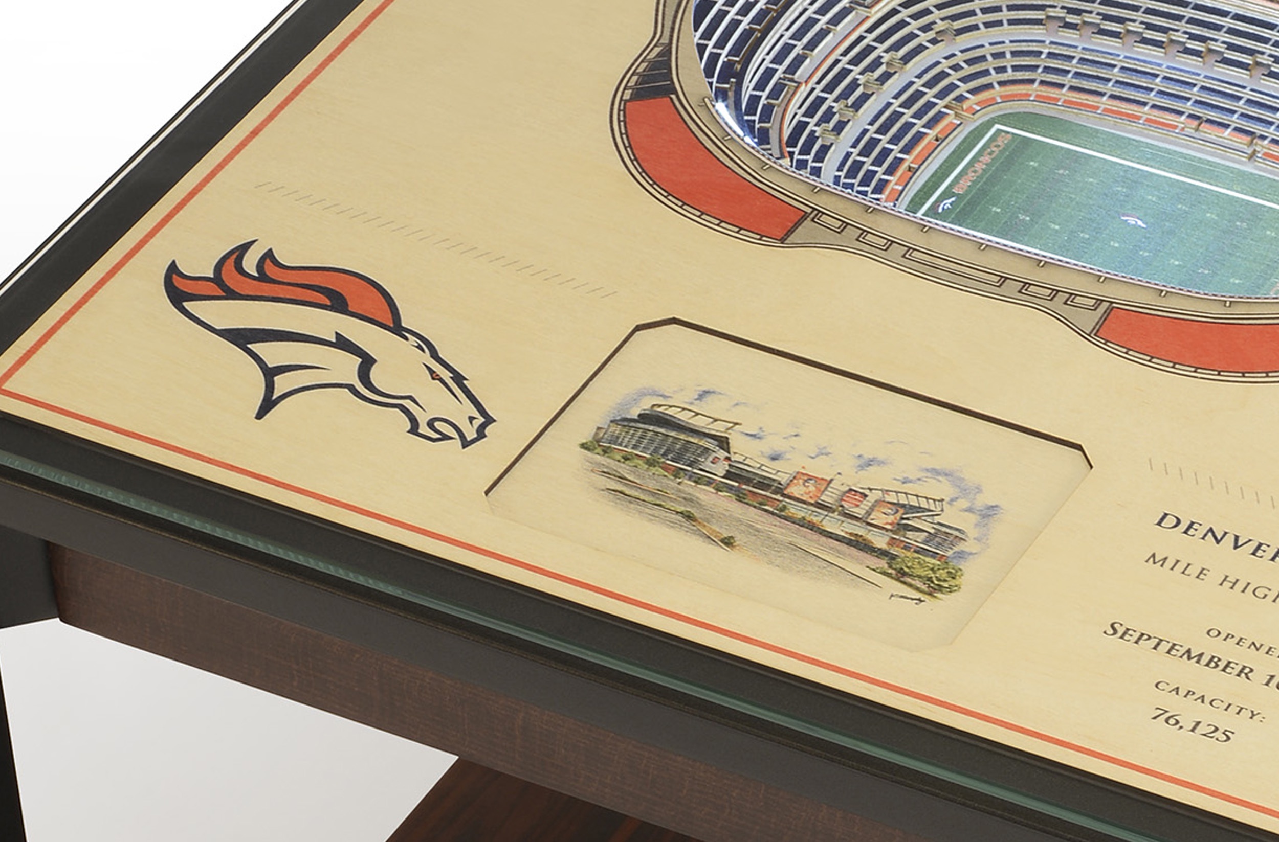 Denver Broncos 25-Layer StadiumViews Lighted End Table