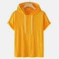 thumbnail image 1 of Sudadera con capucha de manga corta Meitianfacai para hombre, informal, lisa, a la moda, con capucha, camiseta deportiva de manga corta, top de verano, color amarillo, 1 of 8