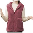 thumbnail image 2 of Fanxing Plus Size Fleece Vest for Women with Hood Zip Up Sleeveless Sherpa Jackets Winter Warm Outwear with Pockets Purple 2XL, 2 of 5