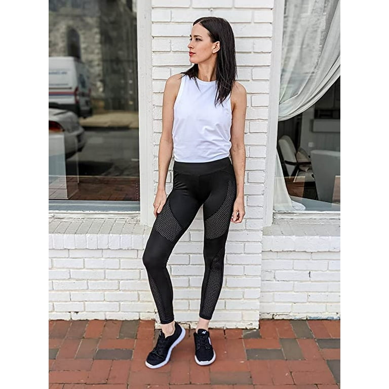 GS4LESS Women s Black Mesh Two Pattern Leggings Large Walmart
