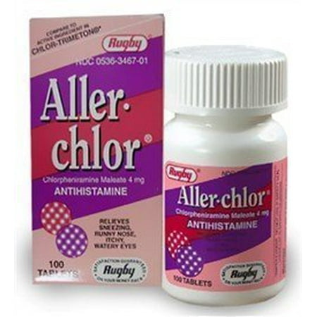 Acid 100 Mg Tabs RUGBY ALLERCHLOR/CPM 4MG TAB CHLORPHENIRAMINE MALEATE-4 MG Yellow 100 TABLETS UPC 305361006013 ()