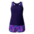 thumbnail image 7 of FENGGHAO Womens Two Piece Tankini Swimsuit with Swim Shorts, Tummy Control Bathing Suit with Sporty Pockets, Blouson Swimwear for Beach Vacations, Purple L, 7 of 7