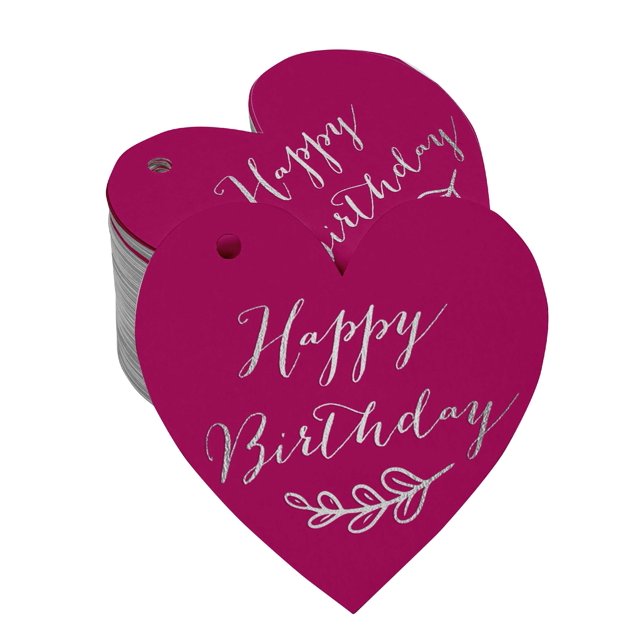 Inkdotpot Silver Foil Paper Hang Tag Happy Birthday Favor Tag 50 Pieces