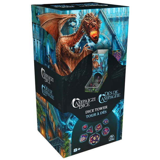 Campaña Spin Master de Dice Tower con 7 dados poliédricos