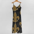 thumbnail image 5 of Black And Gold Fleur De Lis Sleeveless Dress Loose Women's Dress Dresses Luxury Evening Dresses, 5 of 9