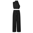thumbnail image 3 of Womens Fashion 2 Piece Outfits Turtleneck Crop Tops High Waist Wide Leg Long Pants Sets Loungewear, 3 of 6